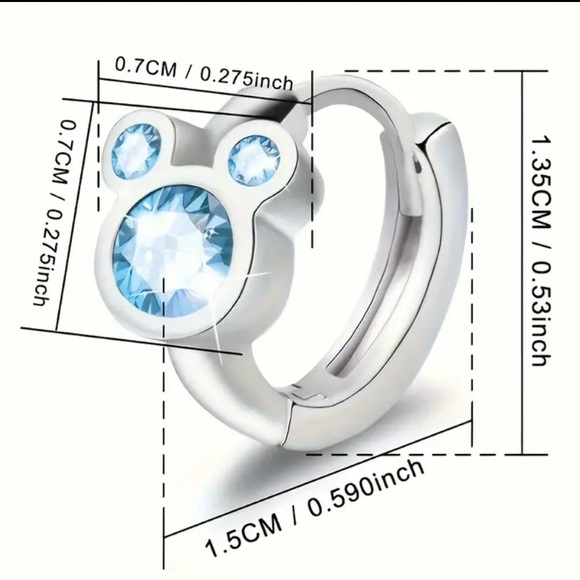 MOUSE STERLING SILVER PINK OR CLEAR CRYSTALS HUGGER HOOPS DISNEY INSPIRED - Picture 7 of 8